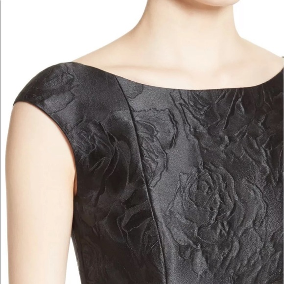 St. John Floral Jacquard Dress Sz 10 Midi Black - Picture 4 of 12